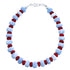 Coral And Blue Lace Agate Sterling Silver Bead Bracelet SX115305